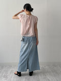 Plain layered short sleeve blouse (2C)