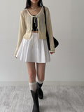 [Pants Lining!] Pin Tuck Flare Mini Skirt