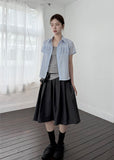 PLEATS FRILL POCKET SKIRT