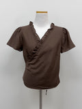 Frill Wrap Short Sleeve Blouse
