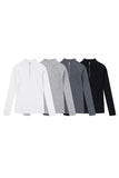 Rib semi-zip-up muscle fit knit