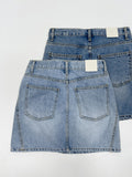 340 Curved Mini Denim Skirt