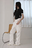Hole cropped shirring shirt