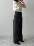 Curved Semi-Wide Cotton Pants