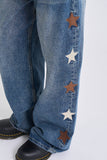 Star side patch denim pants