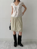 Wrinkle Banding Midi Skirt