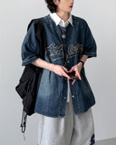 Baseball Denim Half Shirt