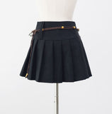 Sher pleated leather skirt