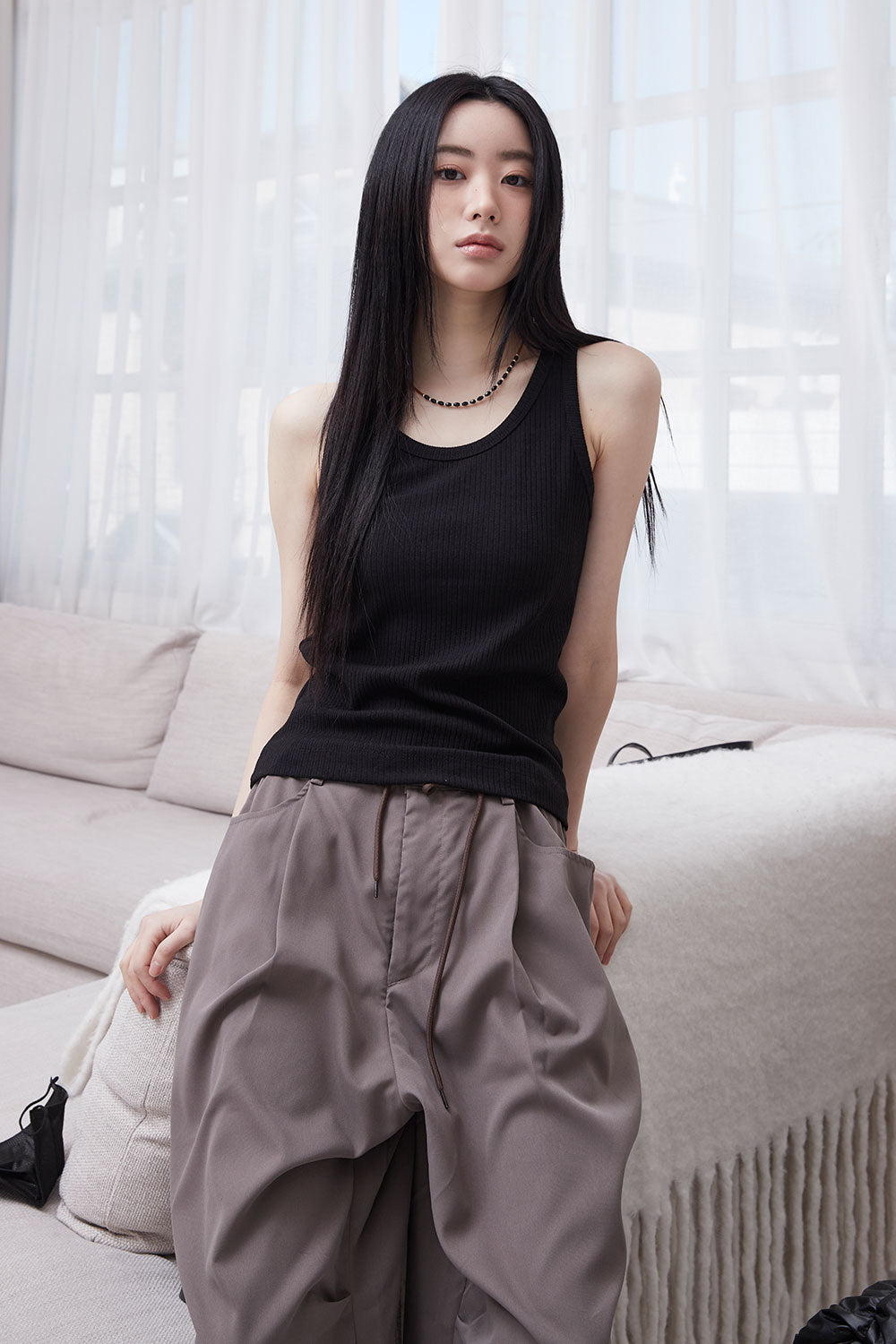 【COLOR iN ID】Nylon Two-Tuck Pants COLOR iN ID(カラーインアイディー) - ナイロンツータックパンツ