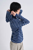 Diagonal button knit hoodie