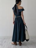 Cliff Unbalanced Denim Long One Piece