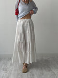 Antique Tiered Flare Long Skirt