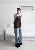 PINK WASHING WIDE DENIM PT