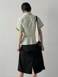 [short-sleeve ver] Ribbon Poplin Loose Fit Shirt