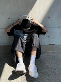 Dark Black Brush Half T-shirt