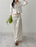 Jacquard Satin H-Line Long Skirt