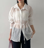 Wrinkle See-through Oversized Shirt