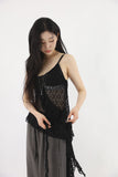 Half-high neck knit halter top