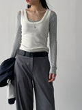 Leather Stripe Wide Slacks