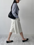 [Belt SET] Claw Pintuck Bermuda Denim Pants