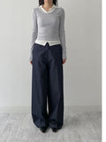 Jade Color Matching Collar Knit T-Shirt