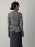 [Bustier set] Collar Wool See-through Knit