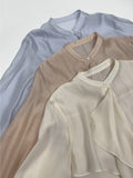 Ruffle Tencel See-through Blouse