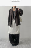 High-neck belted half trench coat