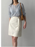[Belt SET] Stitched Nylon Midi Skirt
