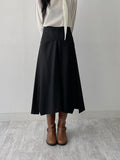 Matte Leather Flare Long Skirt