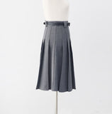 Jay Pleated Midi Skirt (Belt Set)