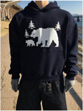 Polar Bear Brushed Print Hoodie