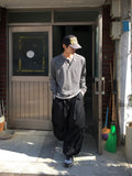 Tail Curved Wide Cotton Pants