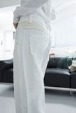 white snap denim