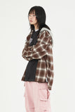 Wool sleeve snap flannel hood shirt