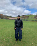 Black leather shirring padding