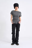 Drape frill slim tee