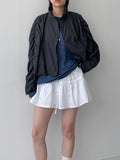 Shirring Raglan Nylon Jumper