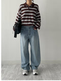 [unisex/wool 50%] Mentor Stripe Overfit Knit