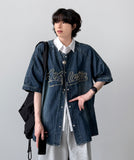 Baseball Denim Half Shirt