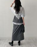 [Set-up Available] Catch Slit Banding Long Skirt