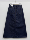 522 A-line denim long skirt