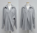 Quarter Two-Way Wrap Long Blouse