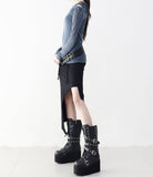 Er unbalanced shirring string skirt