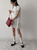 Rib Nylon Shirring Mini One Piece
