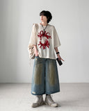 Grease Damage Bermuda Denim