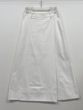 Deep Slit Wrap Denim Long Skirt