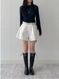 Culotte Wide Denim Shorts