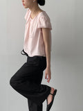 Tencel Semi Wide Denim Slacks