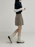 Cargo corduroy half-length pants